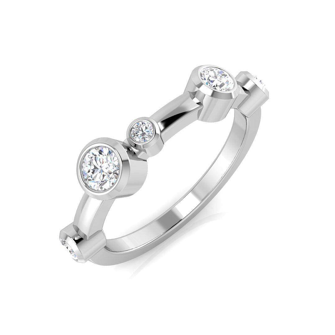 Lab-Grown Round Cut Diamond Rubover Set Bubble Ring