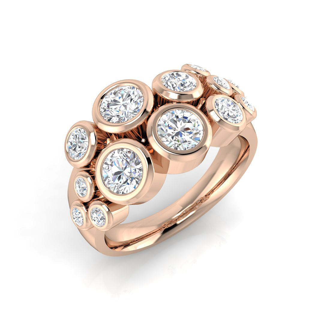 Lab-Grown Round  Diamond Bezel Set Bubble Ring  Rose Gold