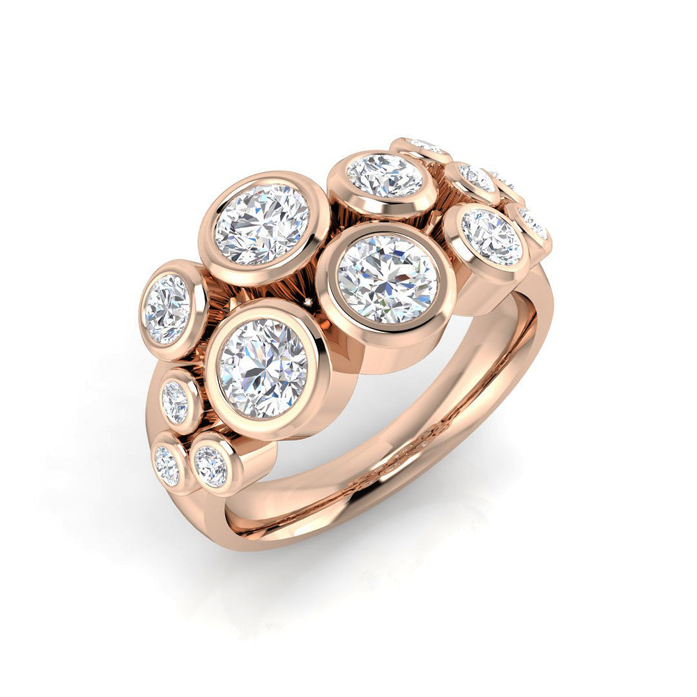 Lab-Grown Round  Diamond Bezel Set Bubble Ring  Rose Gold