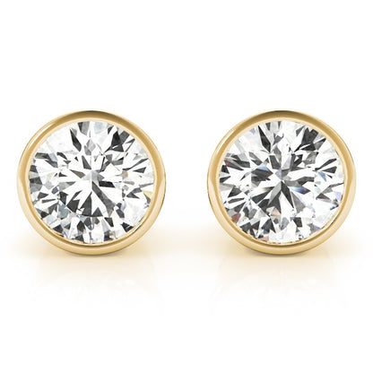Lab-Grown Round Diamond Stud Earrings In Gold