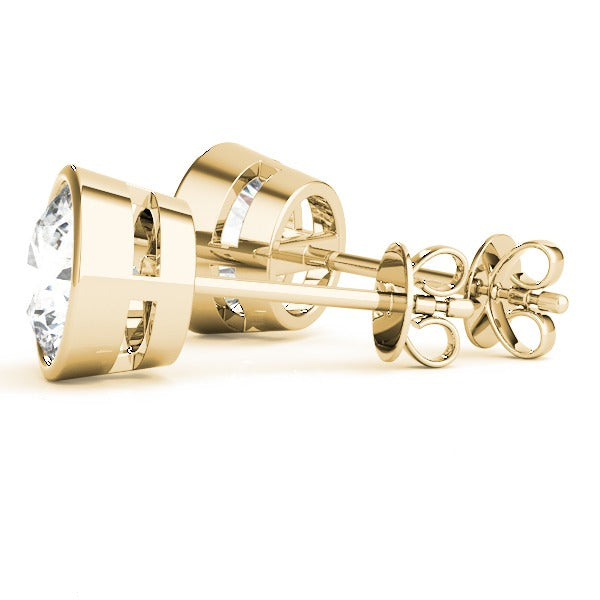 Lab-Grown Round Diamond Stud Earrings In Gold For Women