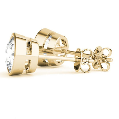 Lab-Grown Round Diamond Stud Earrings In Gold For Women