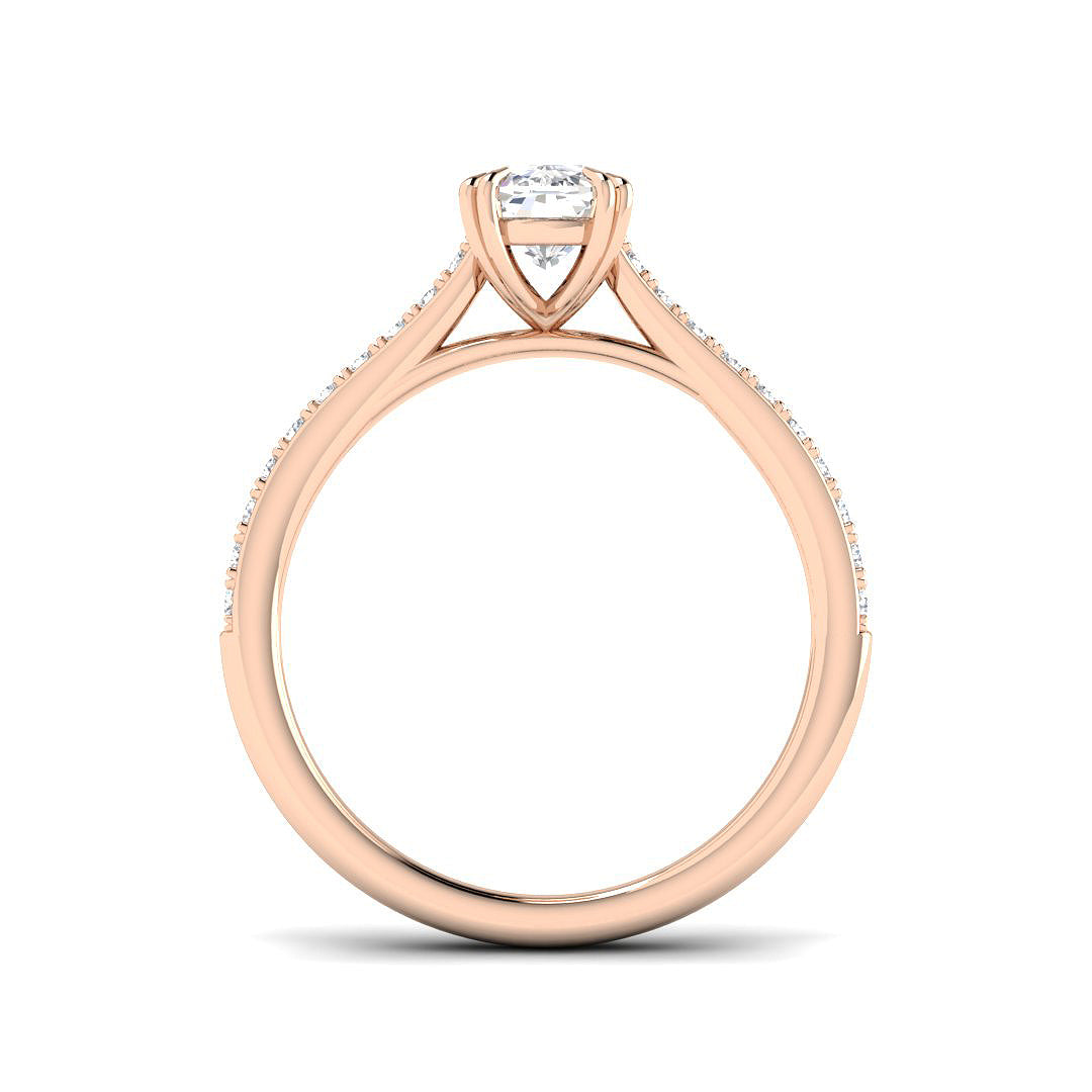  Lab Grown Cushion & Round Diamond Pavé Band Solitaire Engagement Ring 