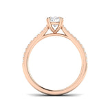  Lab Grown Cushion & Round Diamond Pavé Band Solitaire Engagement Ring 