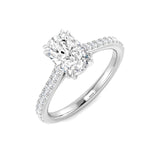 Lab Grown Cushion & Round Diamond Pavé Band Solitaire Engagement Ring
