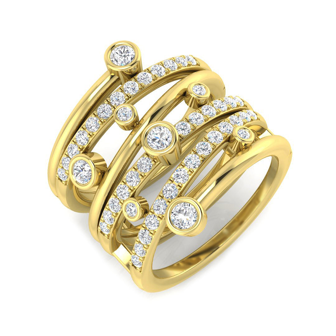Lab Grown Diamond Crossover Bubble Ring Yellow Gold