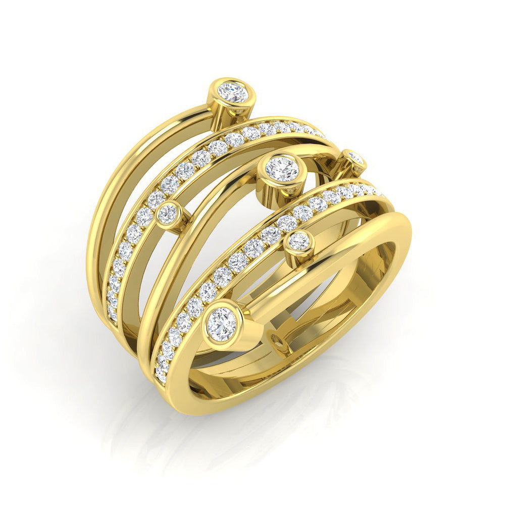 Lab Grown Diamond Multi-Row Bubble Ring – Bezel Set Statement Design