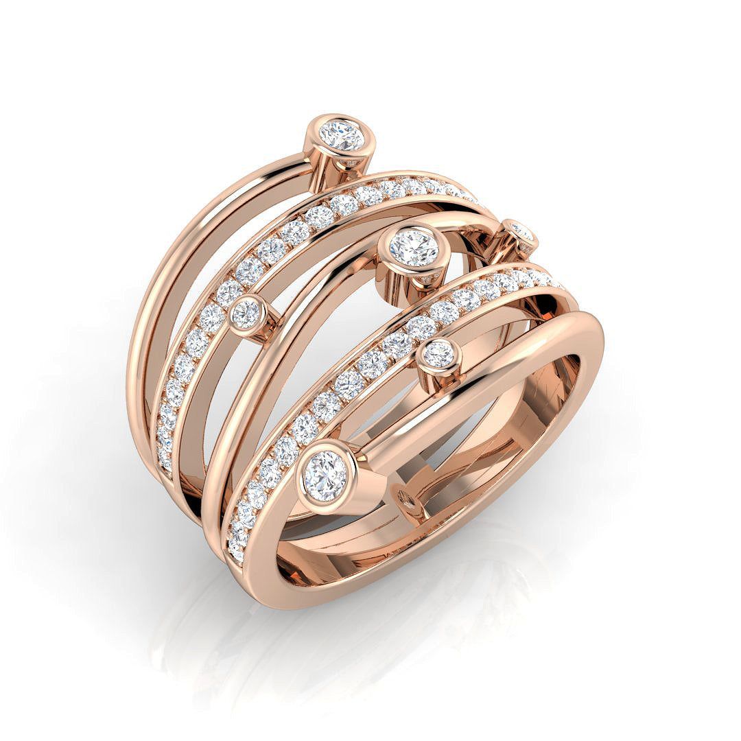 Lab Grown Diamond Multi-Row Bubble Ring – Bezel Set Statement Design in  Rose Gold