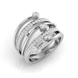 Lab Grown Diamond Multi-Row Bubble Ring – Bezel Set Statement Design in white Gold