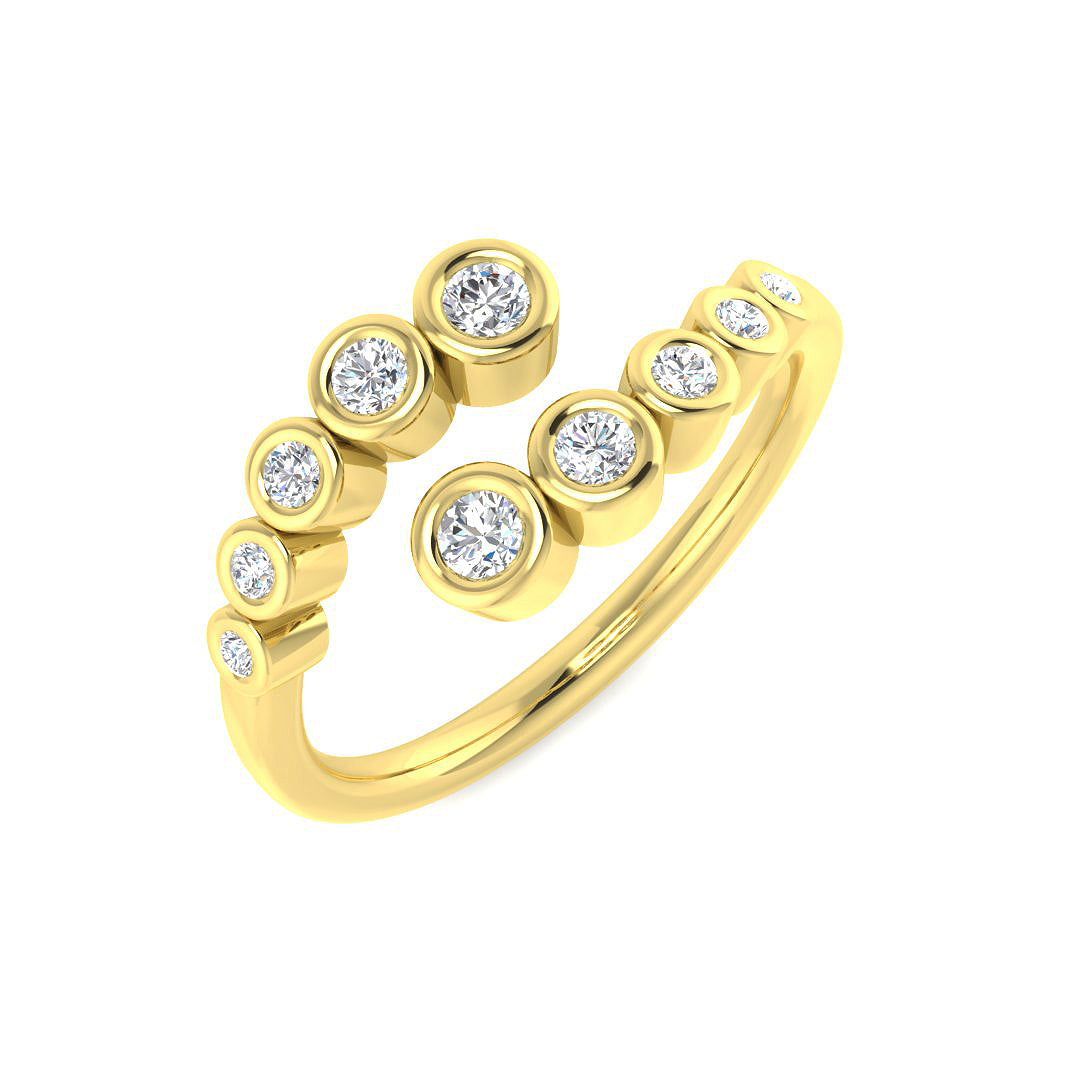 Lab Grown Diamond Open Bubble Ring with Bezel Set Graduated Design yellow gold