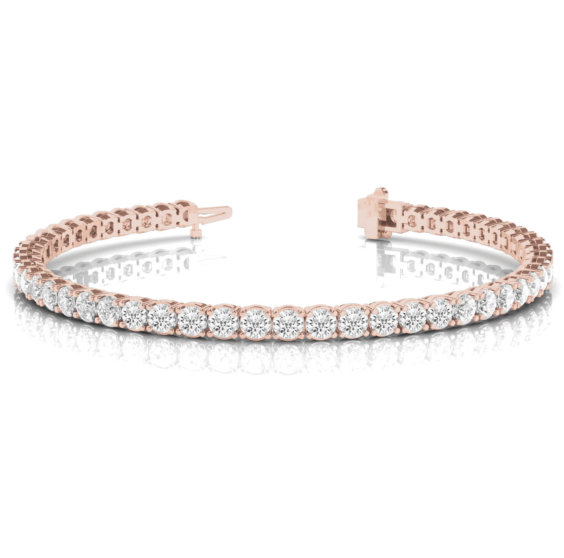 Lab Grown Round Cut Diamond Tennis Bracelet Rose Gold