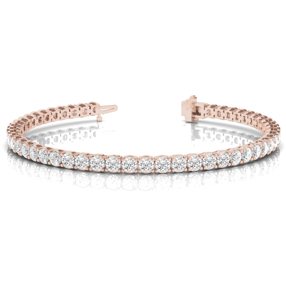 Lab Grown Round Cut Diamond Tennis Bracelet Rose Gold