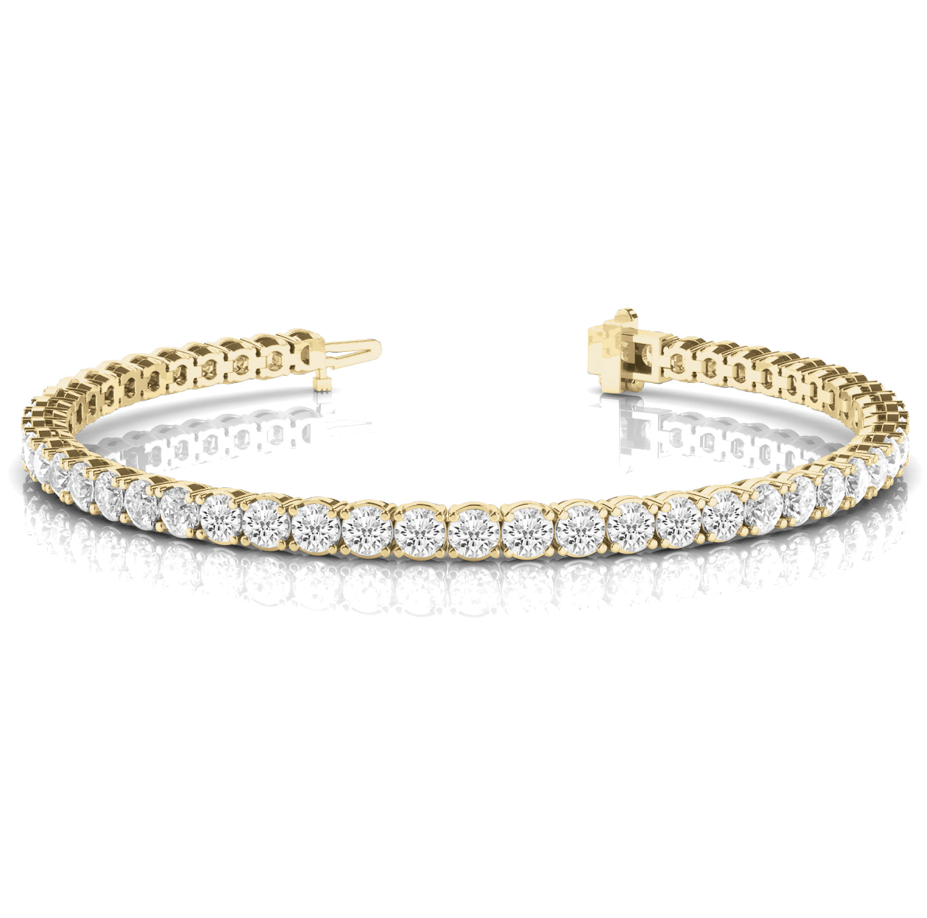 Lab Grown Round Cut Diamond Tennis Bracelet Yellow Gold