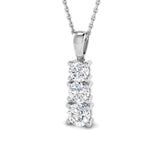 Lab Grown Round Diamond Drop Pendant in 18K White Gold – 4 Claw Set UK Hallmarked