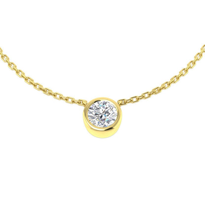 Lab Grown Round Diamond Solitaire Pendant in Yellow Gold