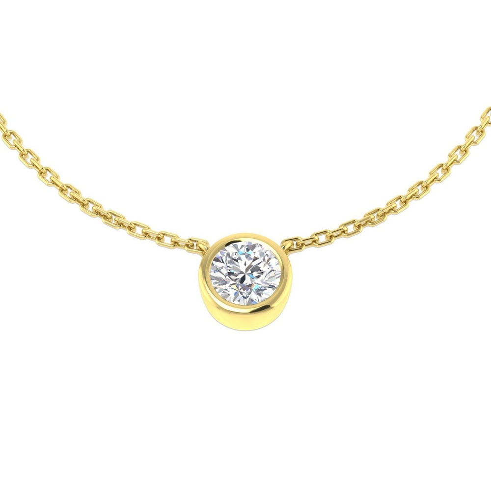 Lab Grown Round Diamond Solitaire Pendant in Yellow Gold