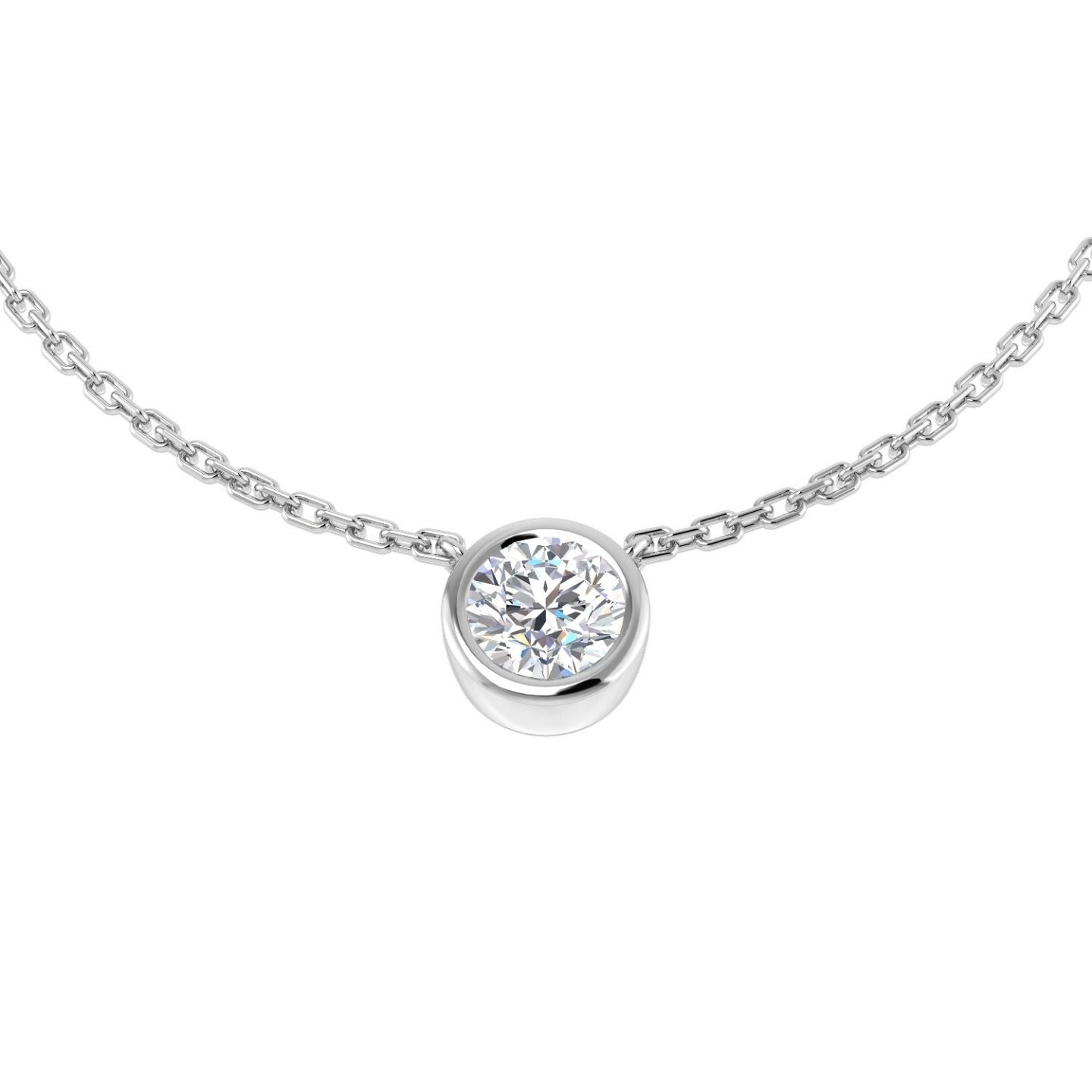 Lab Grown Round Diamond Solitaire Pendant White Gold