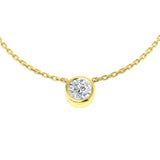 Lab Grown Round Diamond Solitaire Pendant in Yellow Gold