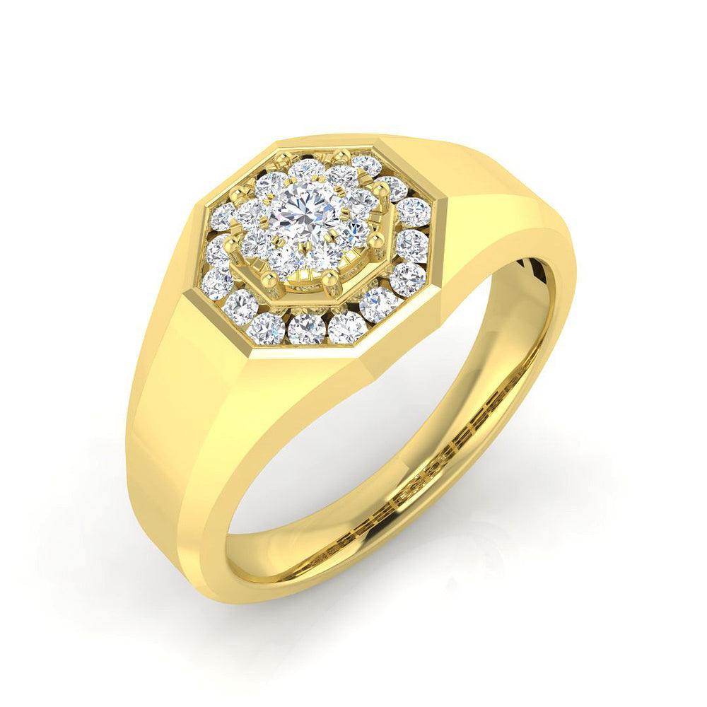 Lab grown diamond halo signet ring