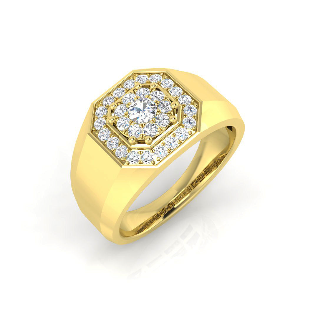 Lab grown diamond halo signet ring