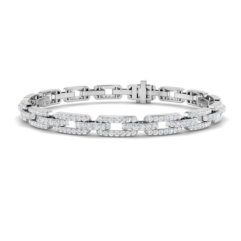 18K White Gold Natural Round Diamond Paperclip Link Bracelet