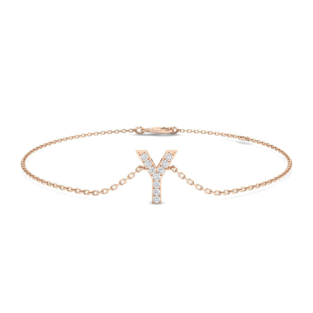 Lobster Claw Clasp 9K White Gold Initial Y