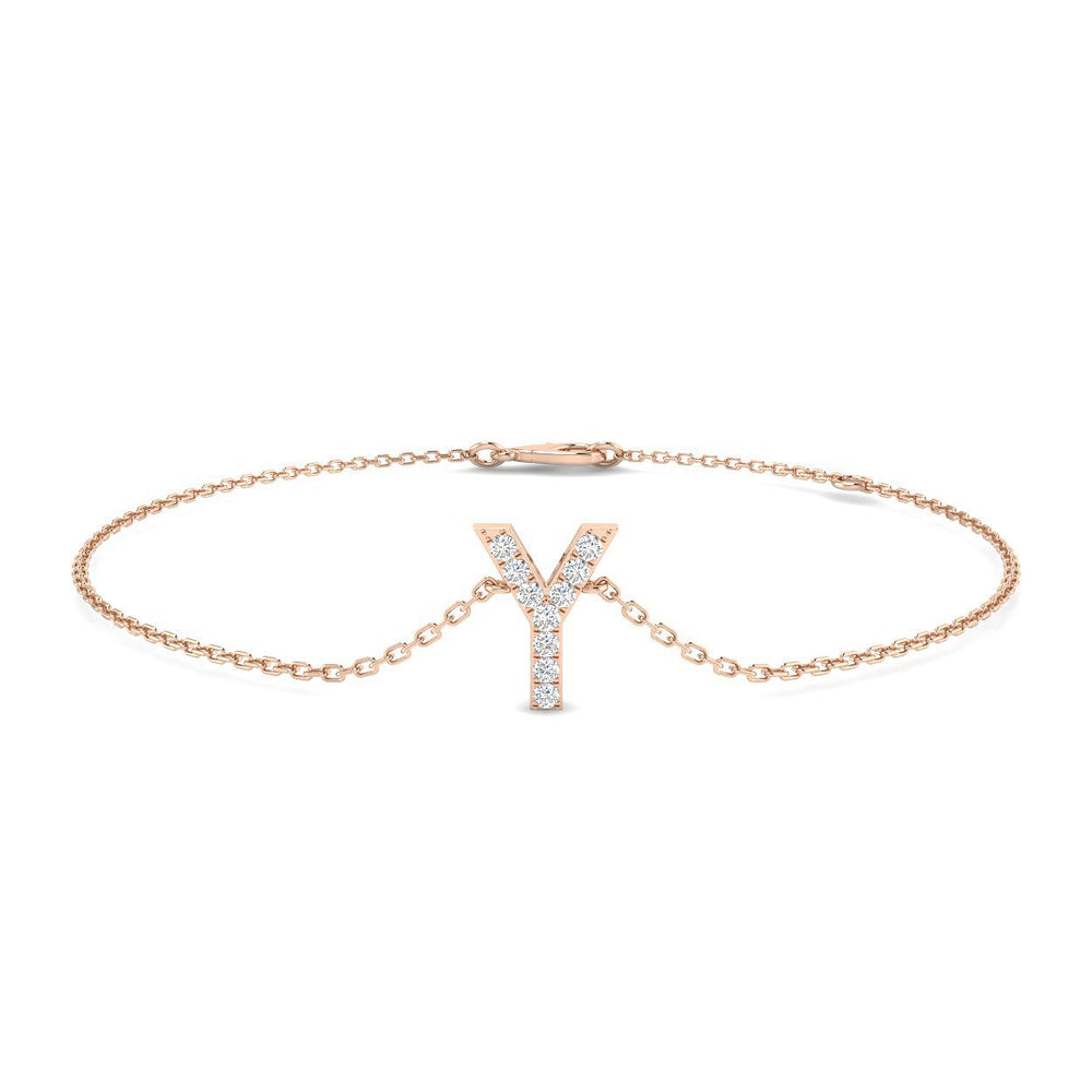 Lobster Claw Clasp 9K White Gold Initial Y