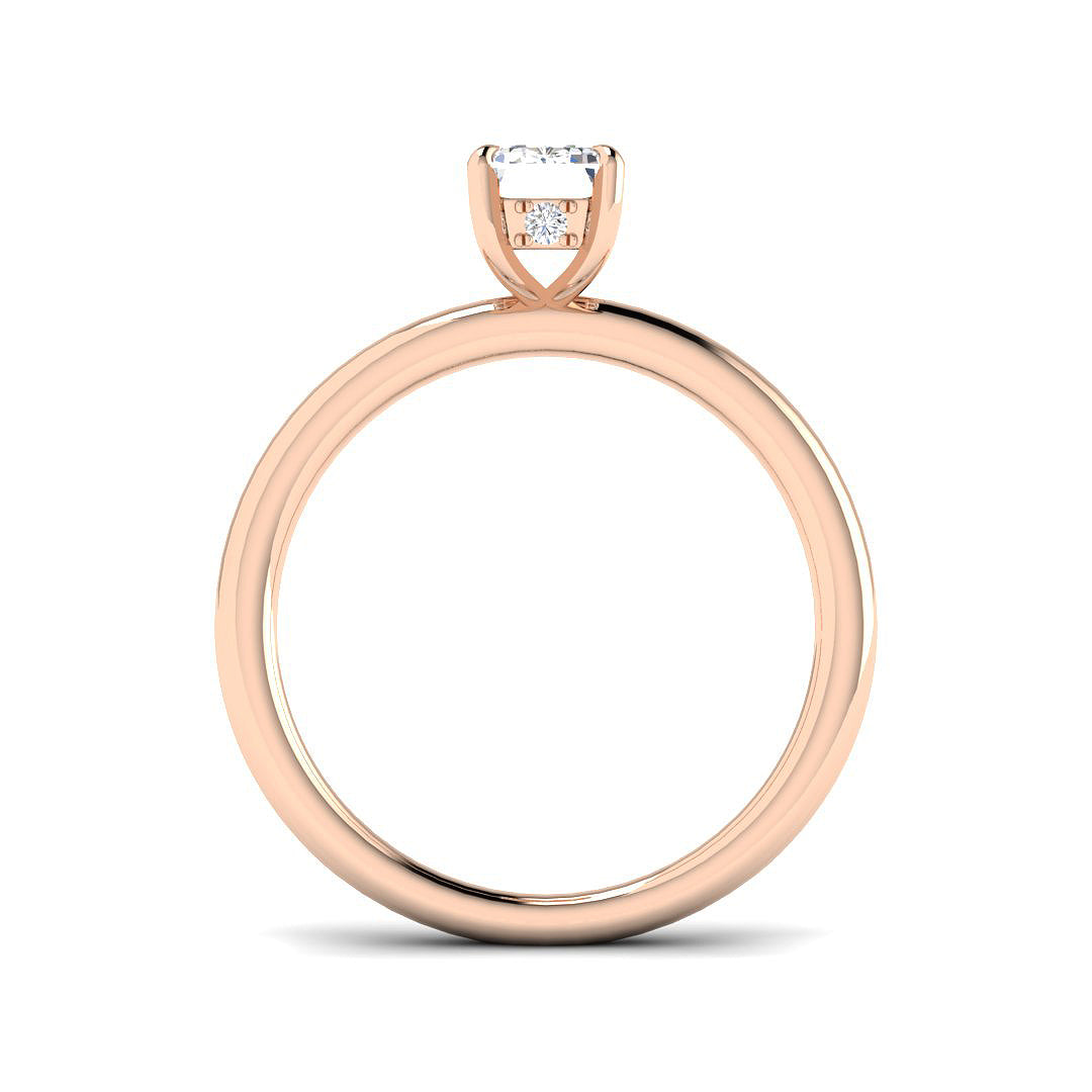 Luxurious emerald cut solitaire engagement ring in rose gold featuring a natural or lab-grown diamond for unmatched brilliance.