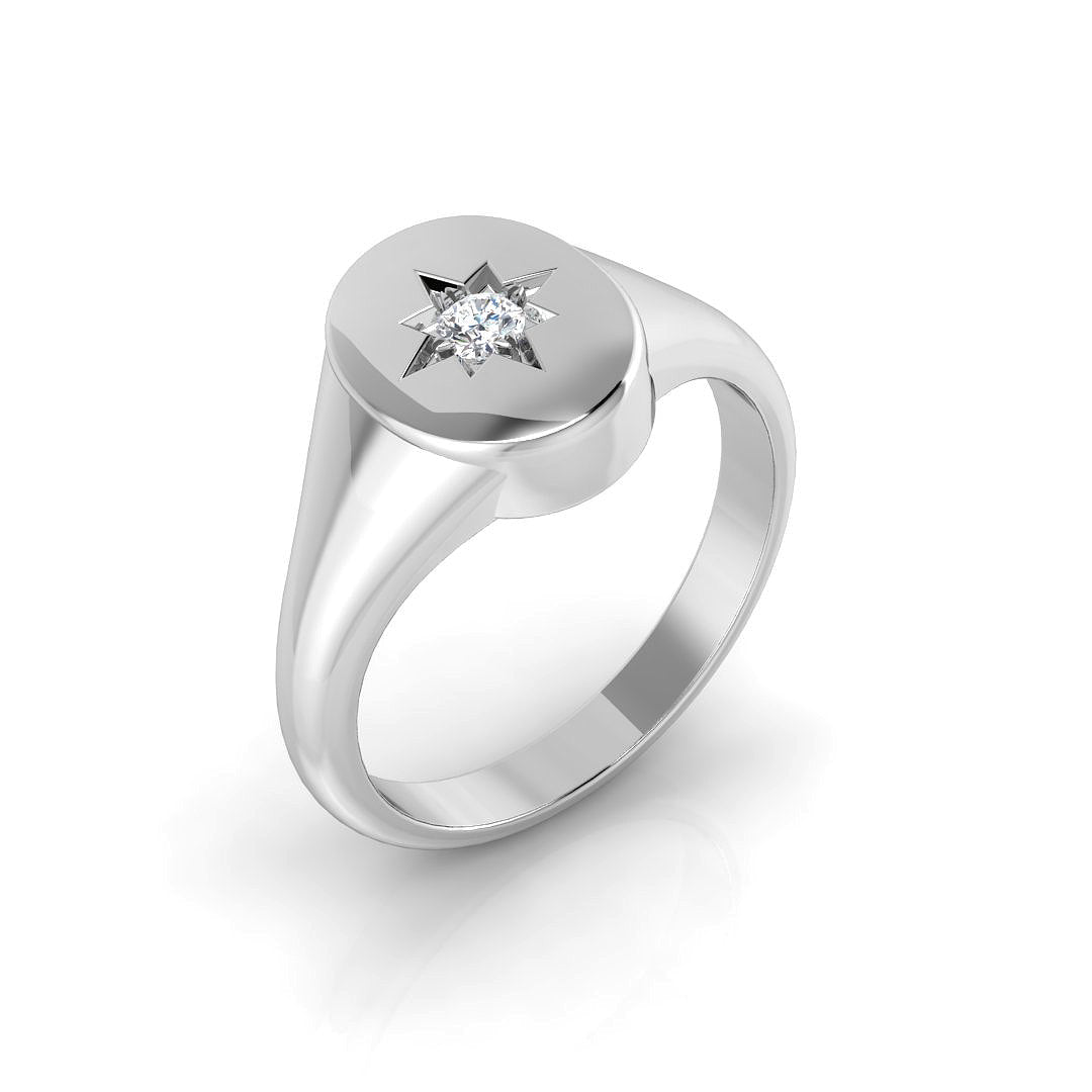 Men’s Diamond Star Set Signet Ring on hand