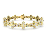 Marquise Round Diamond Bracelet, Luxury Natural Diamond Jewelry, Women Platinum Diamond Bracelet