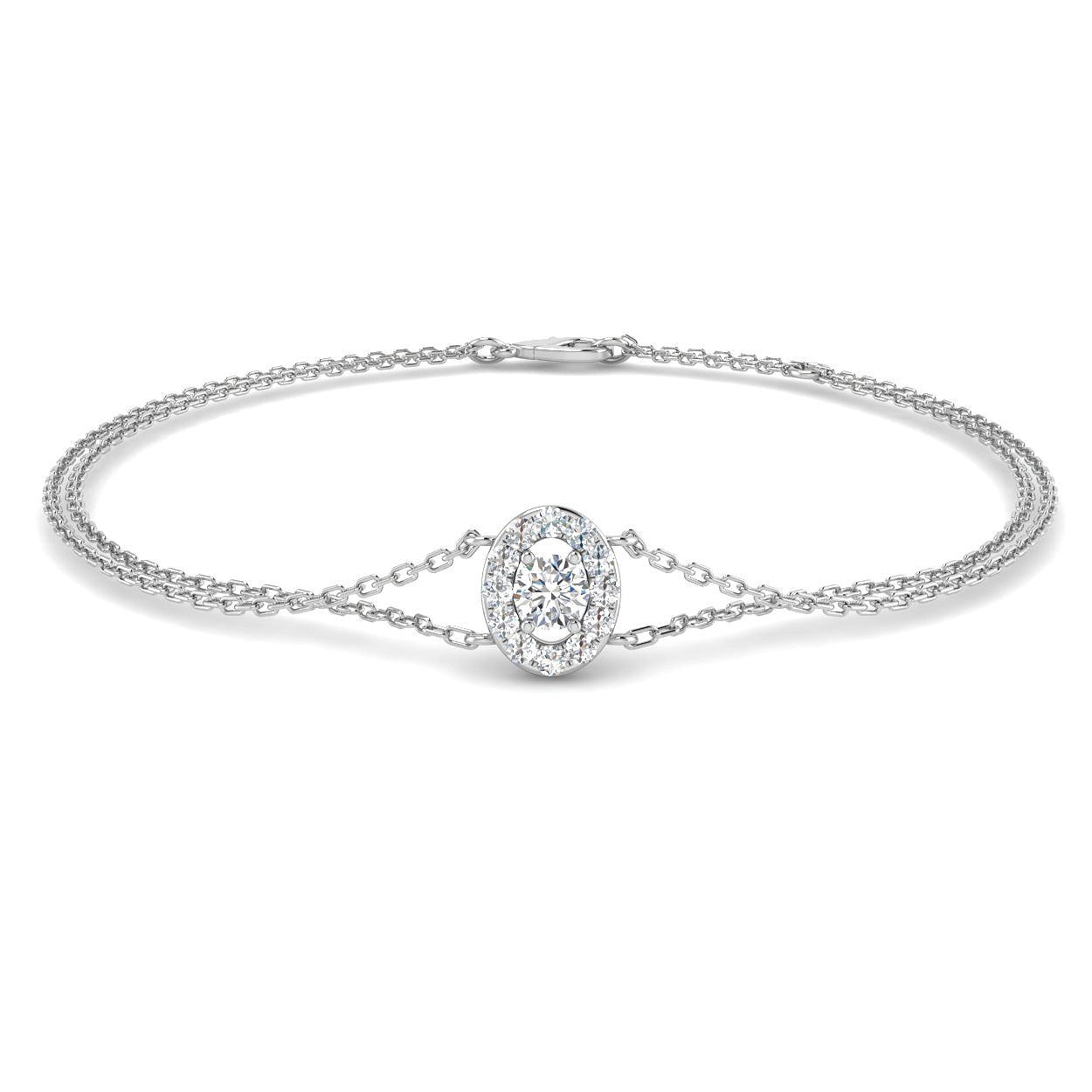 Prong Pave Diamond Bracelet, Women Lab Diamond Bracelet, Luxury Oval Diamond Bracelet