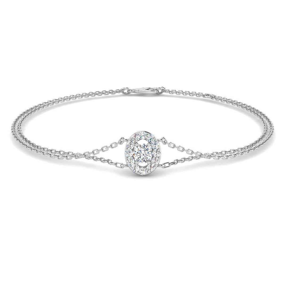Prong Pave Diamond Bracelet, Women Lab Diamond Bracelet, Luxury Oval Diamond Bracelet