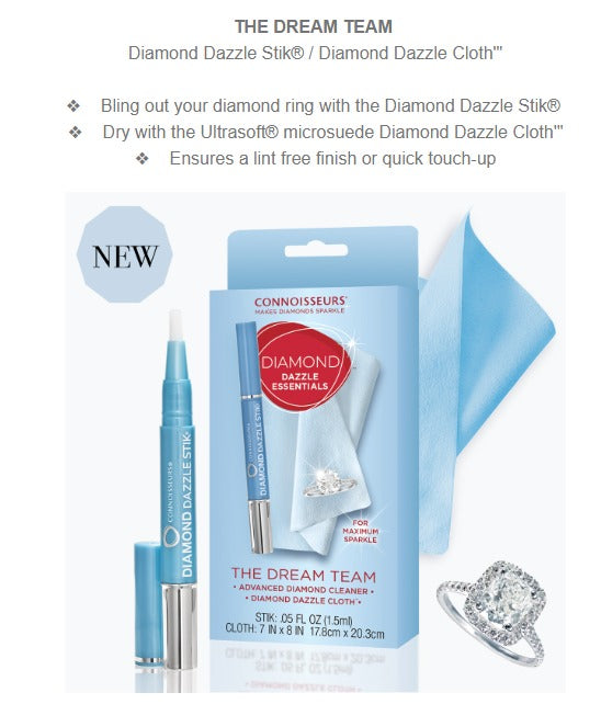 Luxury diamond cleaning stick with lint-free polishing cloth