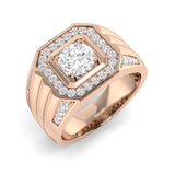 Rose gold halo ring for men with square diamond
