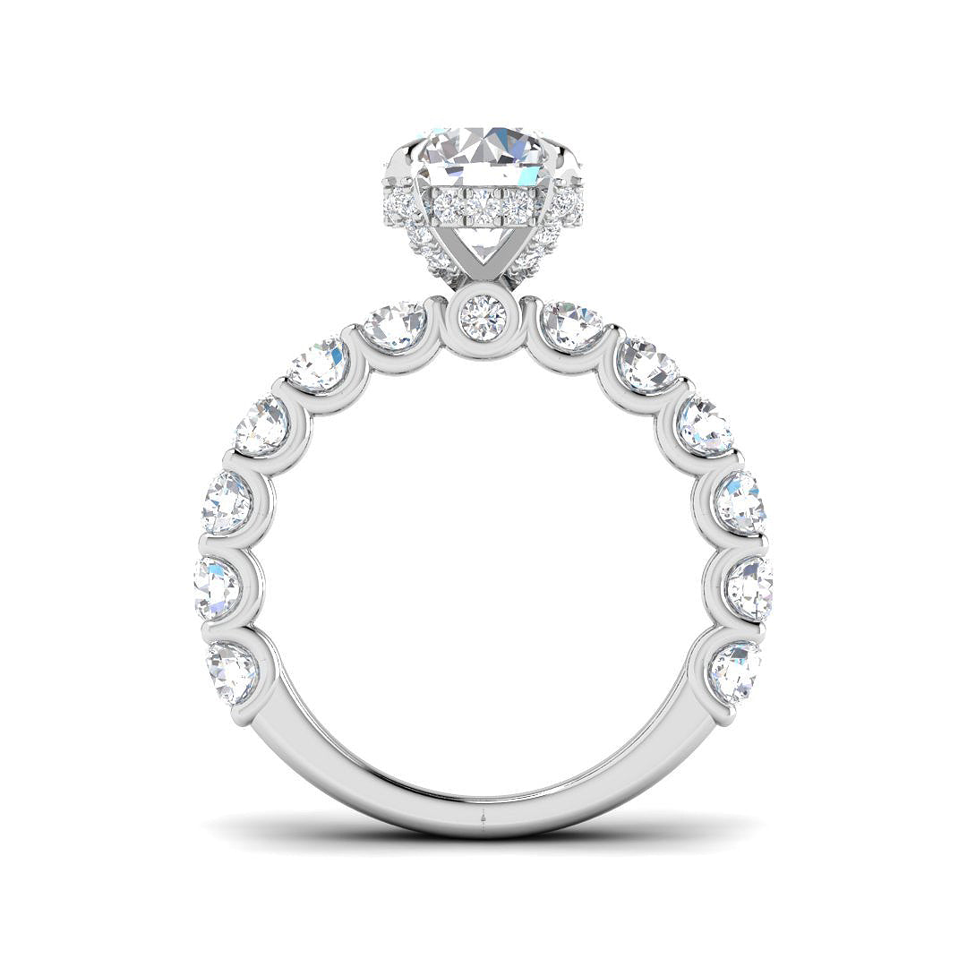 Luxury round diamond engagement ring close-up view