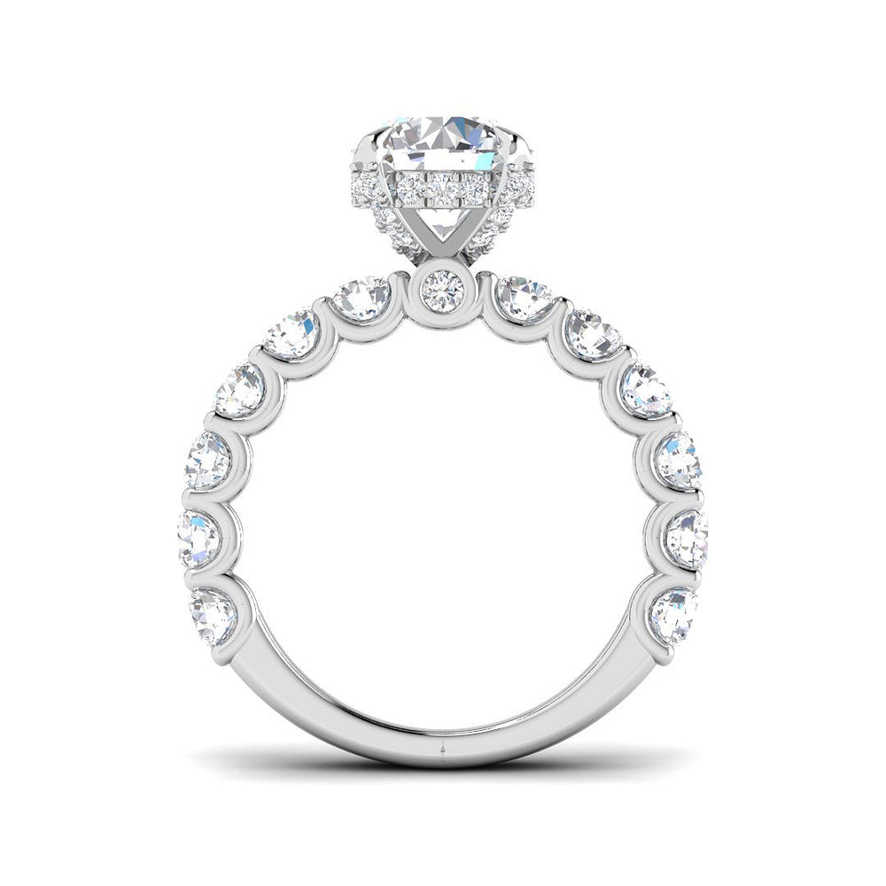 Luxury round diamond engagement ring close-up view