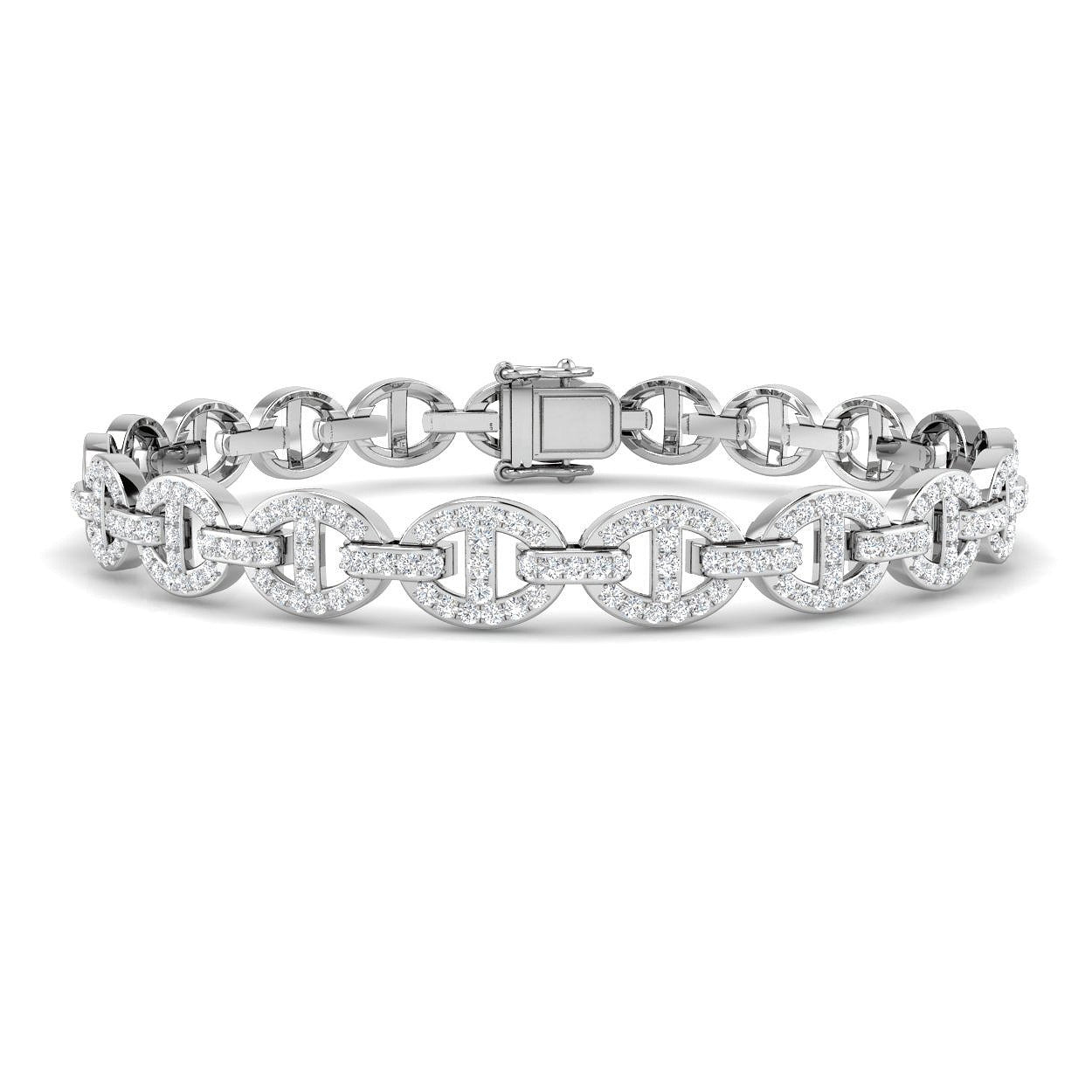 Round Cut Diamond Mariner Chain Bracelet with Box Clasp