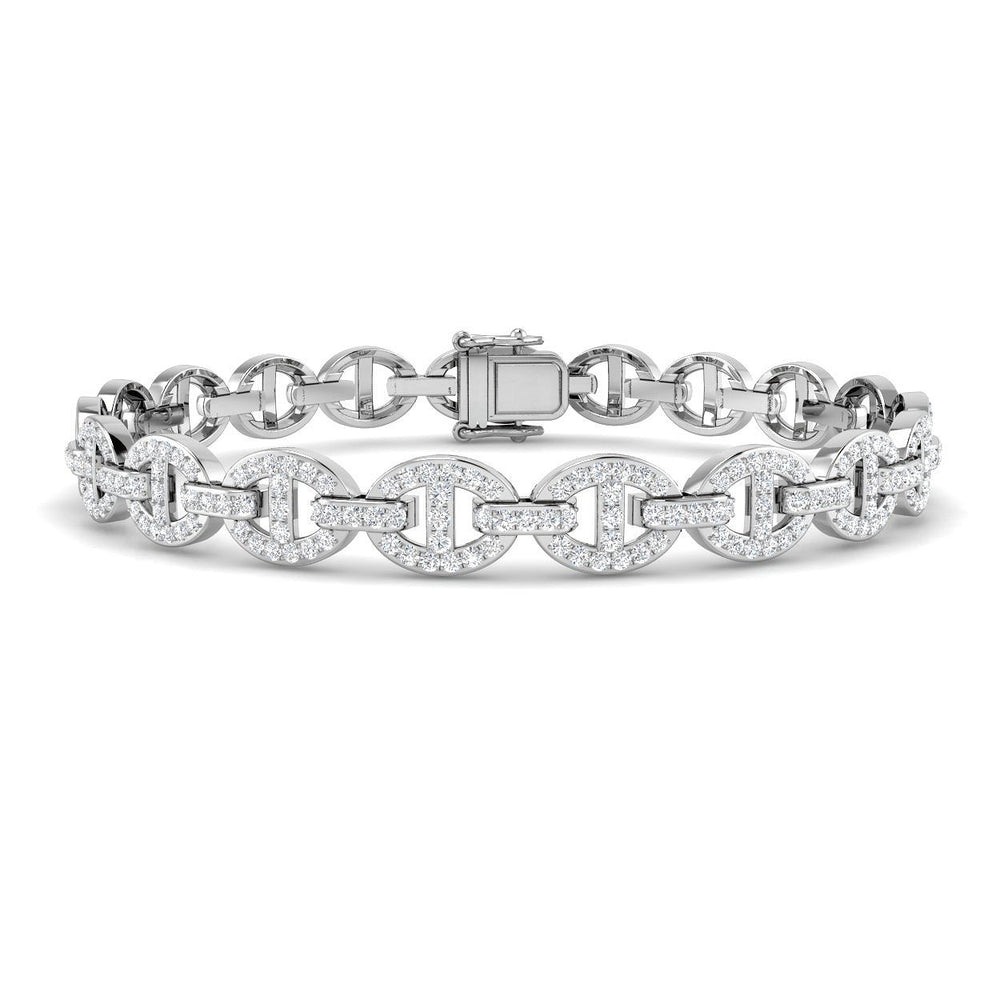 Round Cut Diamond Mariner Chain Bracelet with Box Clasp