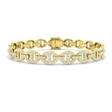 18K Yellow Gold Natural Pavé Diamond Mariner Link Bracelet
