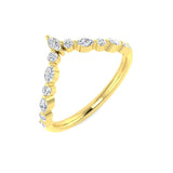 Wishbone Diamond Engagement Ring V shaped band in Yellow Gold