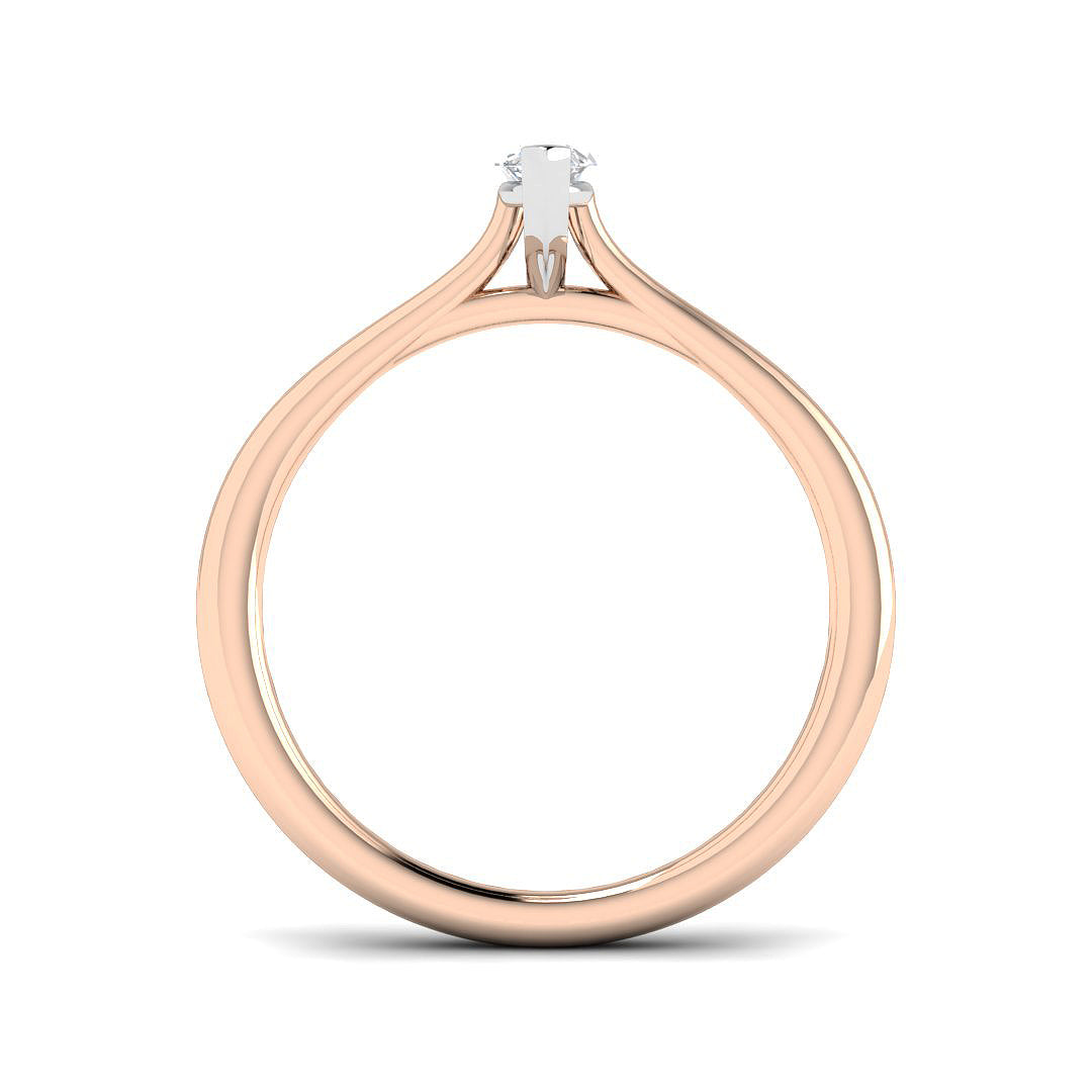 Marquise cut diamond solitaire ring with refined prong setting