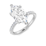 Marquise diamond pavé solitaire engagement ring in white gold