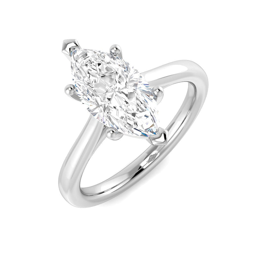 Marquise diamond solitaire engagement ring in white gold