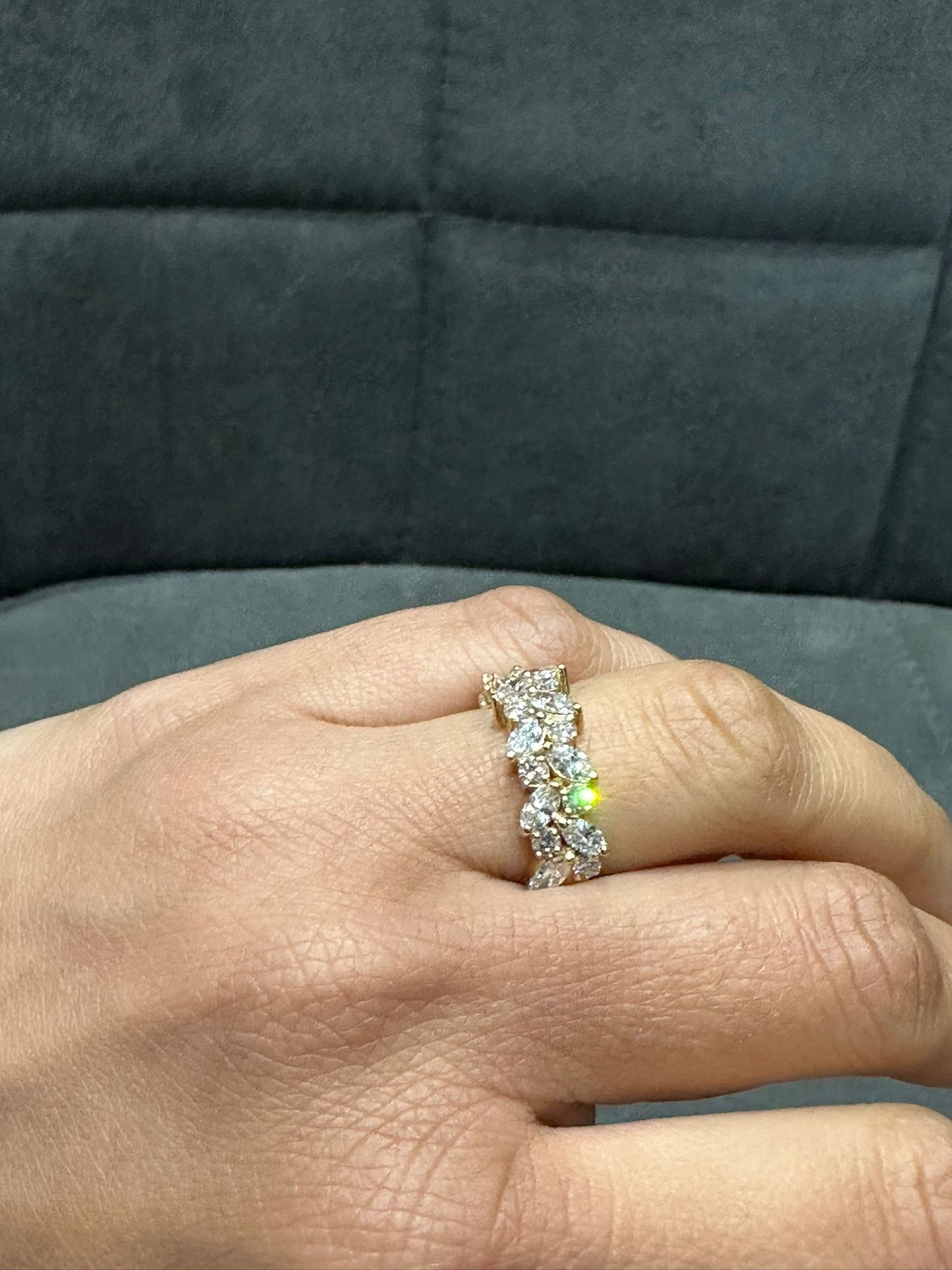 Marquise and Round Scatter Half Eternity Ring Crafted in 18K Yellow Gold