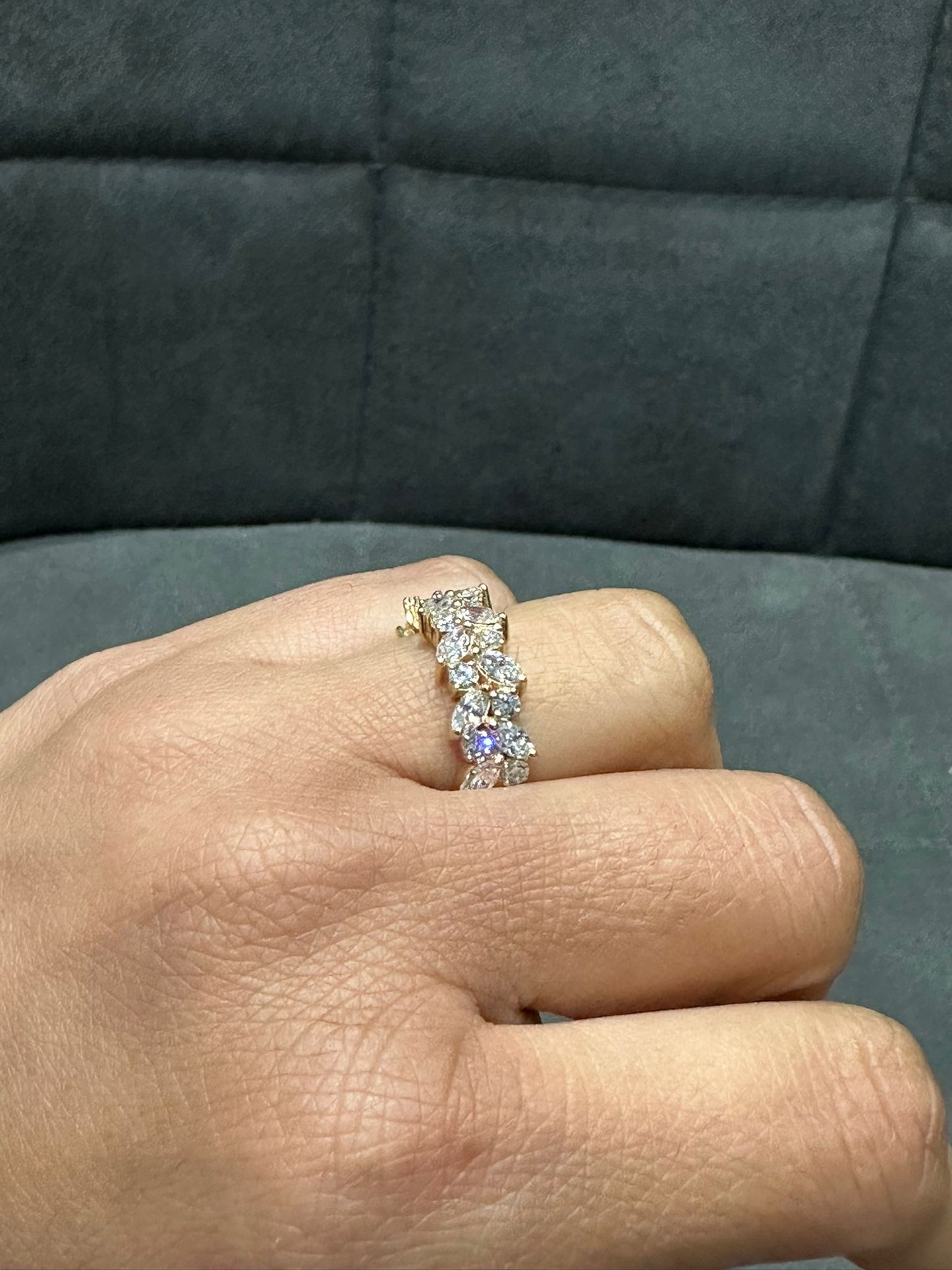 Marquise and Round Scatter Half Eternity Ring Crafted in 18K Yellow Gold