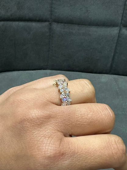 Marquise and Round Scatter Half Eternity Ring Crafted in 18K Yellow Gold