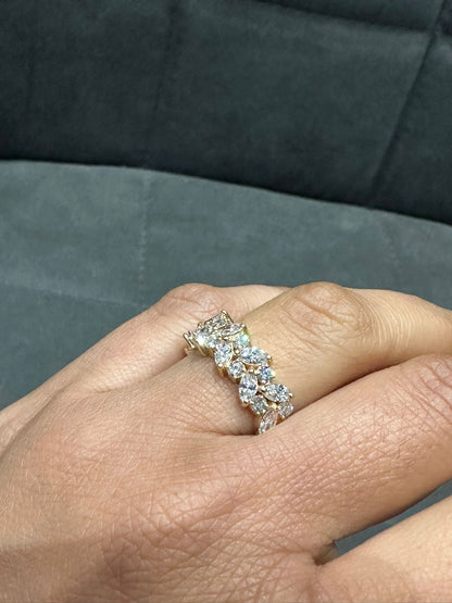 Marquise and Round Scatter Half Eternity Ring Crafted in 18K Yellow Gold