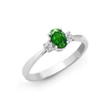 18K White Gold 3 Stone Gemstone Ring in Natural Diamond UK Made