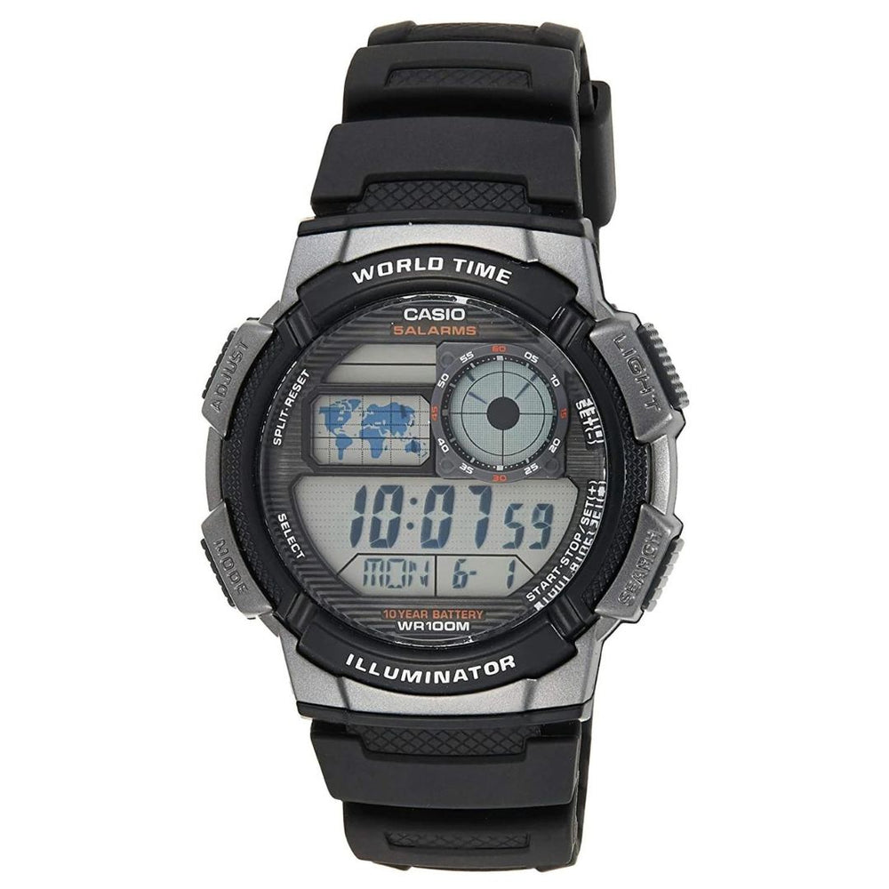 Men's Classic Combi Watch – World Time, Stopwatch, and LED Light