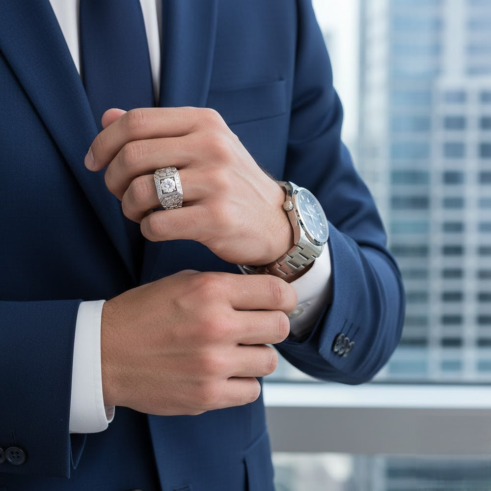 Lab Grown Diamond Ring for Men UK with round centre